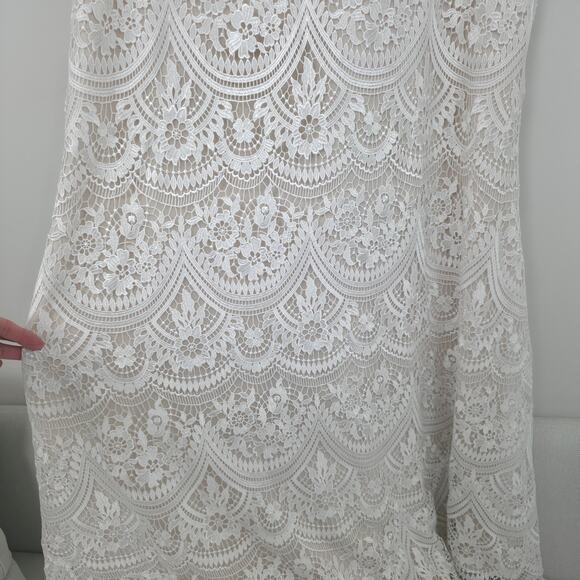 BHLDN Rish Haleh Flutter-Sleeve Lace V-Neck Fit & Flare Wedding Gown 22W NWT - Picture 10 of 14